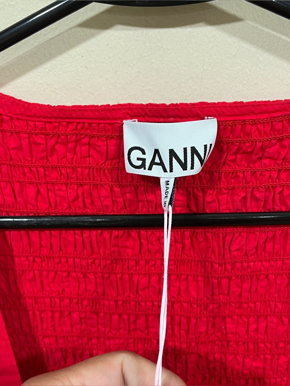 NWT GANNI Smocked Sweetheart Dress size 36 US 4 square neckline smocked bodice - Picture 9 of 13